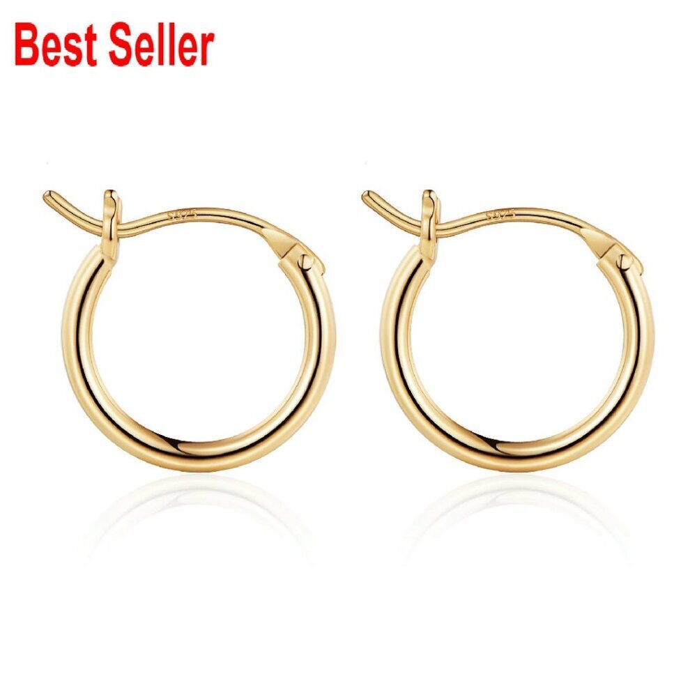 14K Gold Plated Hoop Earrings Hypoallergenic Minimalist Lightweight Classic